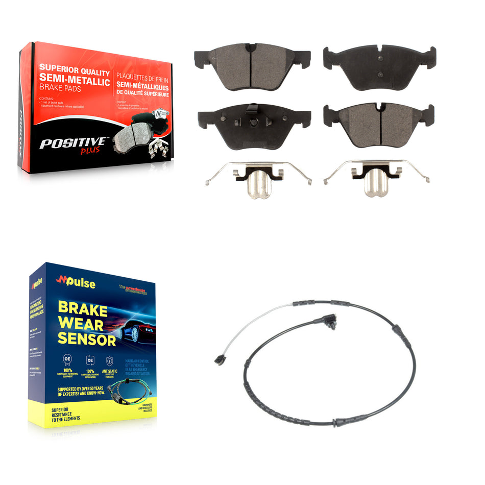Front Semi-Metallic Disc Brake Pads And Wear Sensors Kit For BMW Z4 KPW-100743