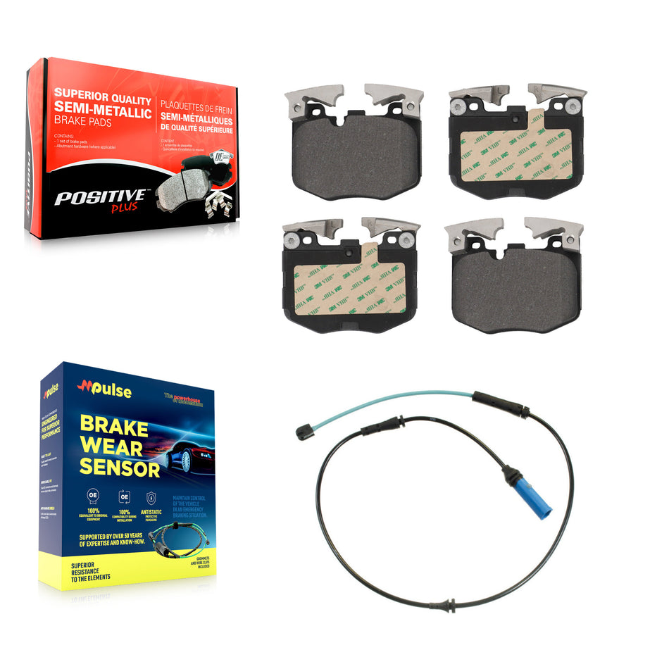 Front Semi-Metallic Brake Pad And Wear Sensor Kit For BMW 530i xDrive 540i 530e 640i Gran KPW-100761