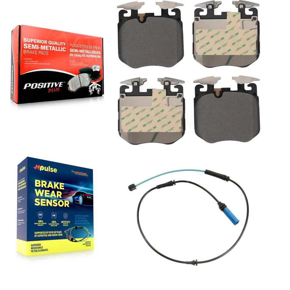 Front Semi-Metallic Brake Pad & Wear Sensor Kit For BMW 540i xDrive 750i M550i M850i Gran KPW-100762