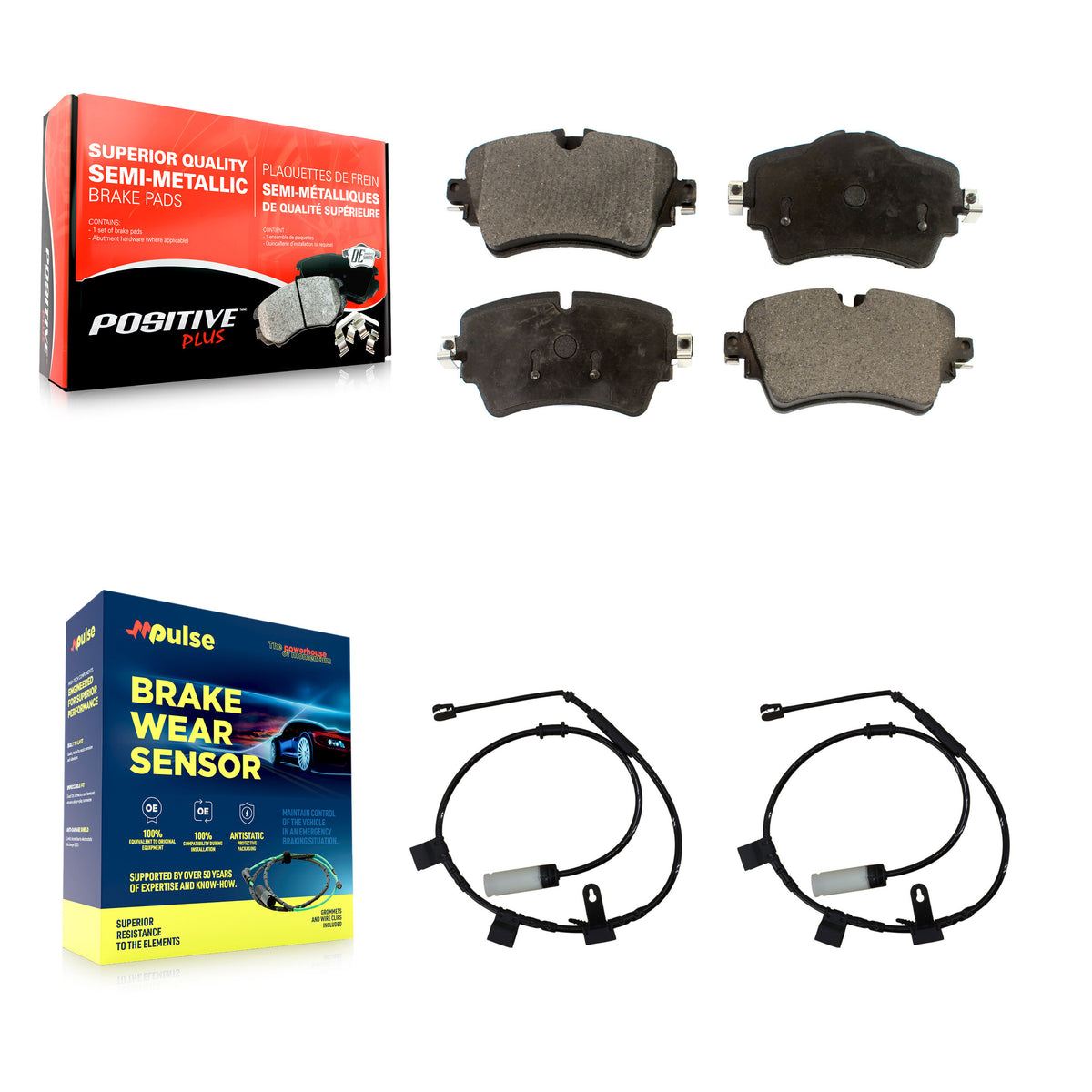 Front Semi-Metallic Disc Brake Pads And Wear Sensors Kit For 2015 Mini Cooper 1.6L KPW-100771