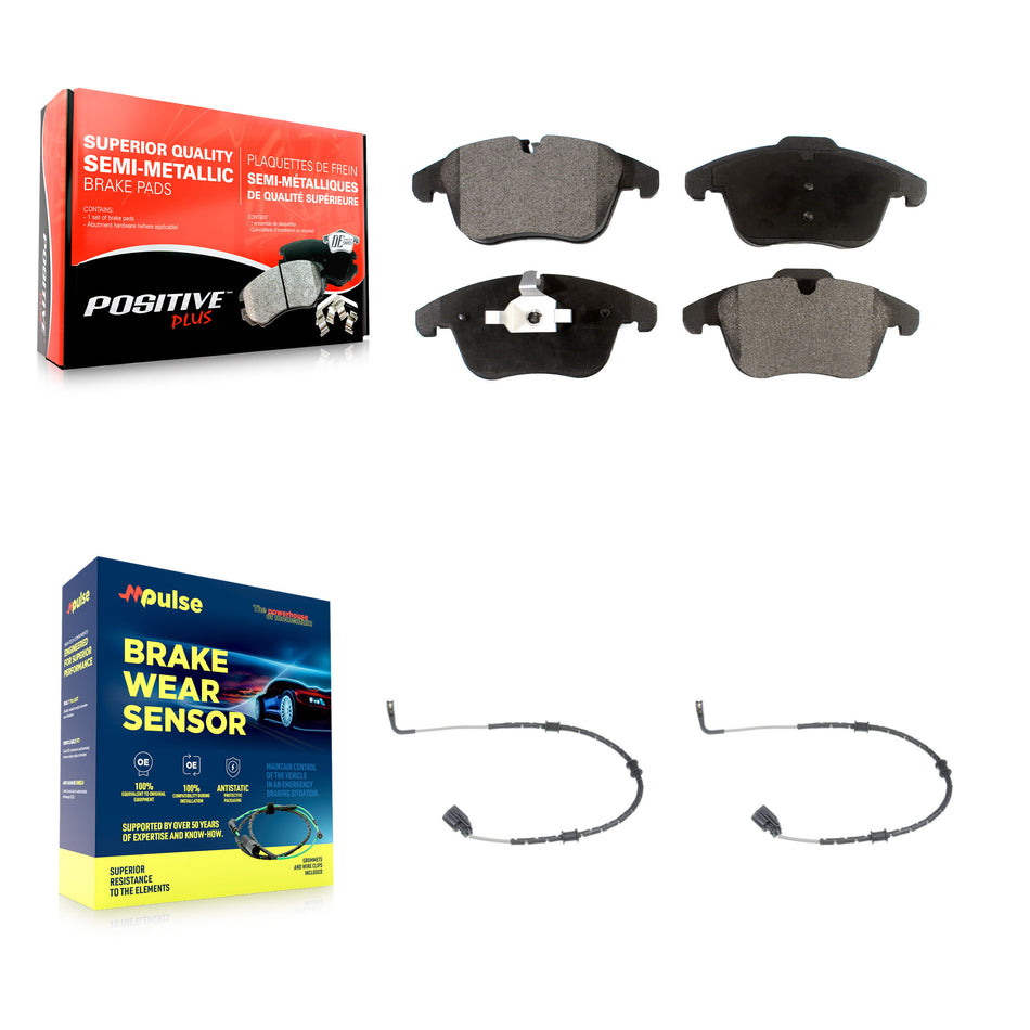 Front Semi-Metallic Disc Brake Pads And Wear Sensors Kit For Jaguar XF KPW-100788