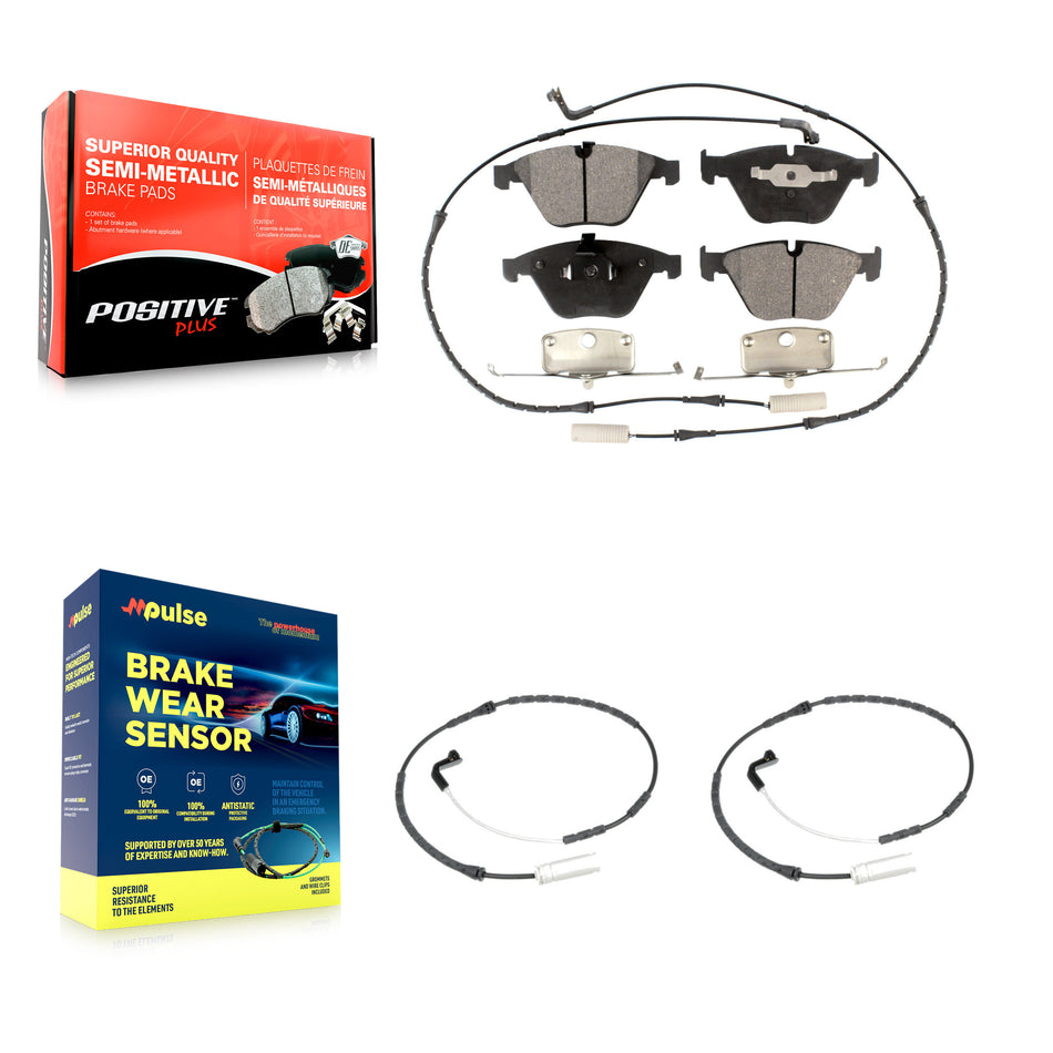 Front Semi-Metallic Disc Brake Pads & Extra Wear Sensor Kit For BMW 328i xDrive 335i 3.0L KPW-100789