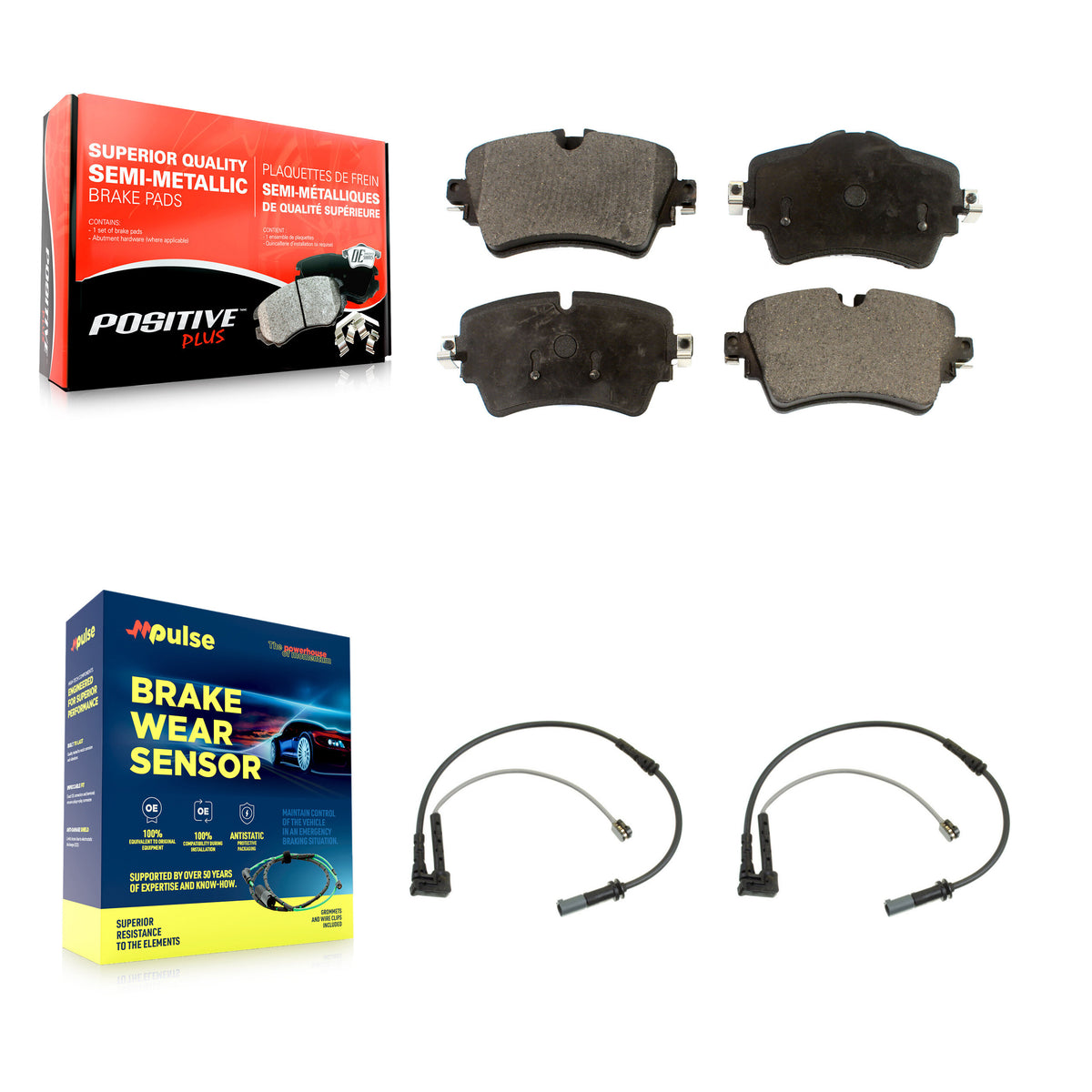 Front Semi-Metallic Disc Brake Pads And Wear Sensors Kit For Mini Cooper Clubman KPW-100803
