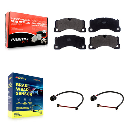 Front Semi-Metallic Disc Brake Pads And Wear Sensors Kit For Porsche Cayenne KPW-100805