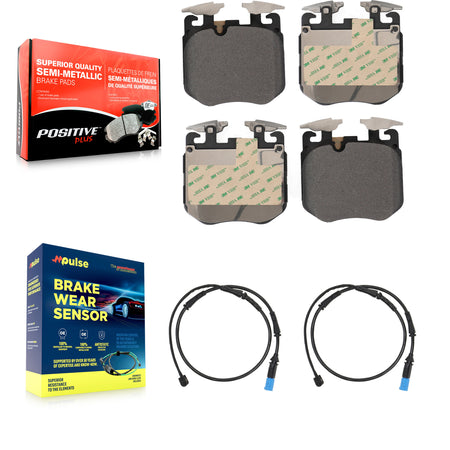 Front Semi-Metallic Disc Brake Pads And Wear Sensors Kit For BMW X5 X7 X6 KPW-100808