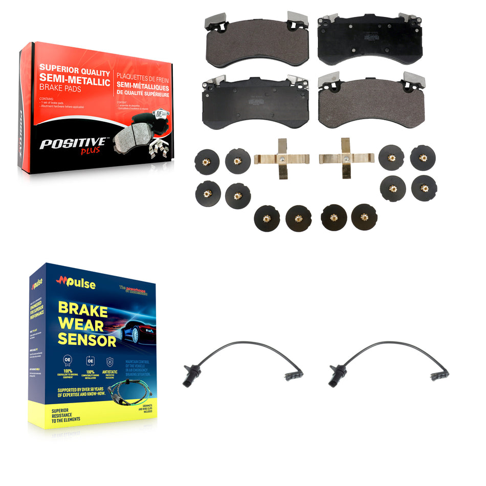 Front Semi-Metallic Disc Brake Pads And Wear Sensors Kit For Audi S6 S7 S8 KPW-100813
