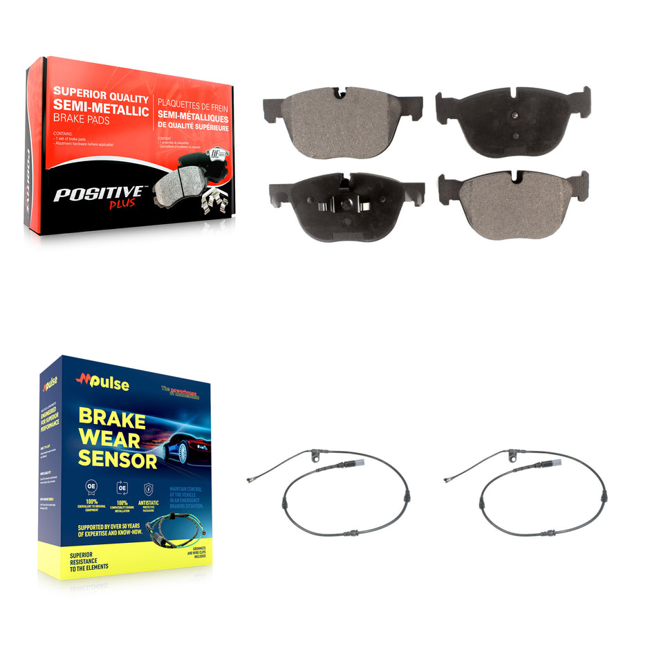 Front Semi-Metallic Disc Brake Pads And Wear Sensors Kit For BMW X5 X6 KPW-100822