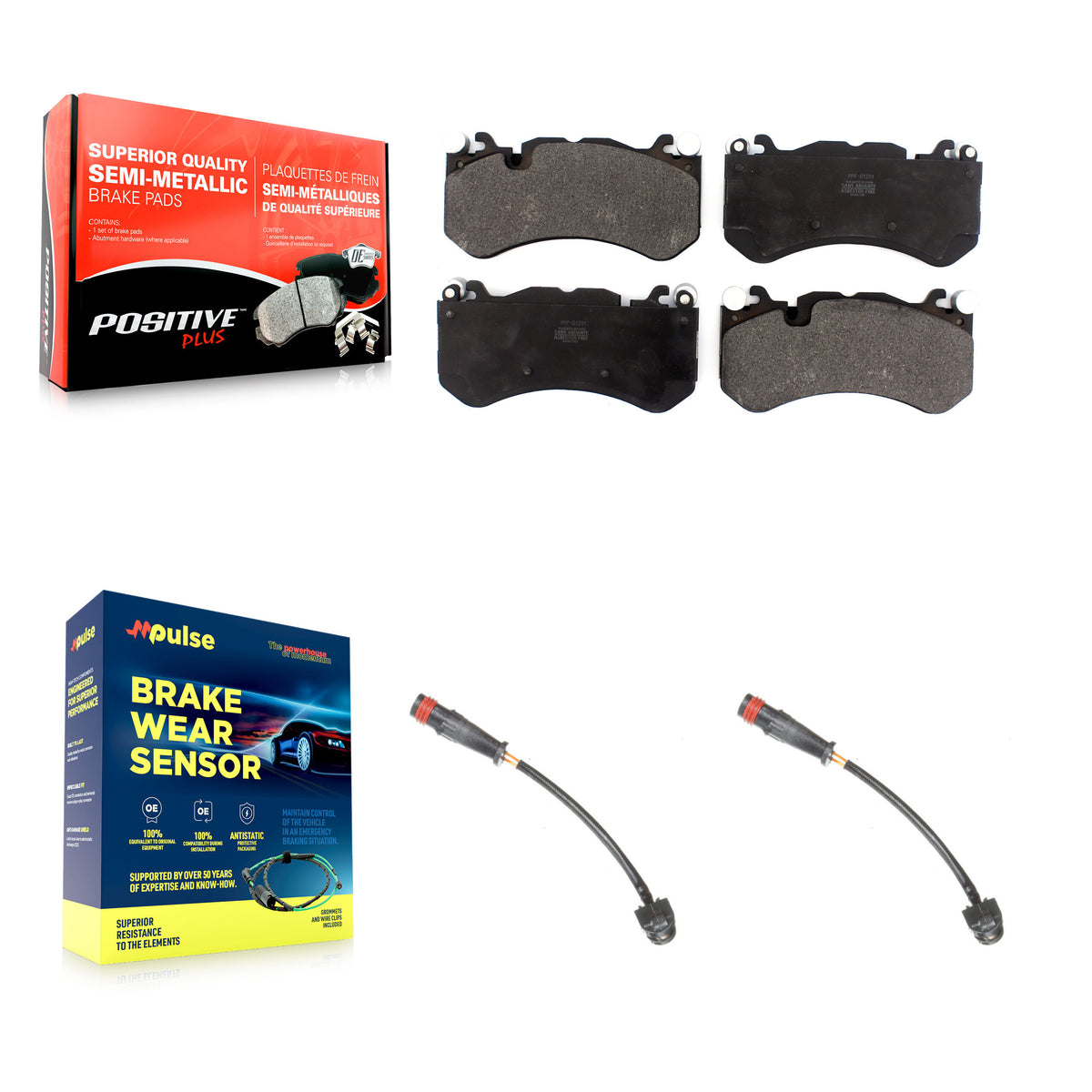Front Semi-Metallic Brake Pad Wear Sensor Kit For Mercedes-Benz C63 AMG S63 G63 E63 S SLS KPW-100833