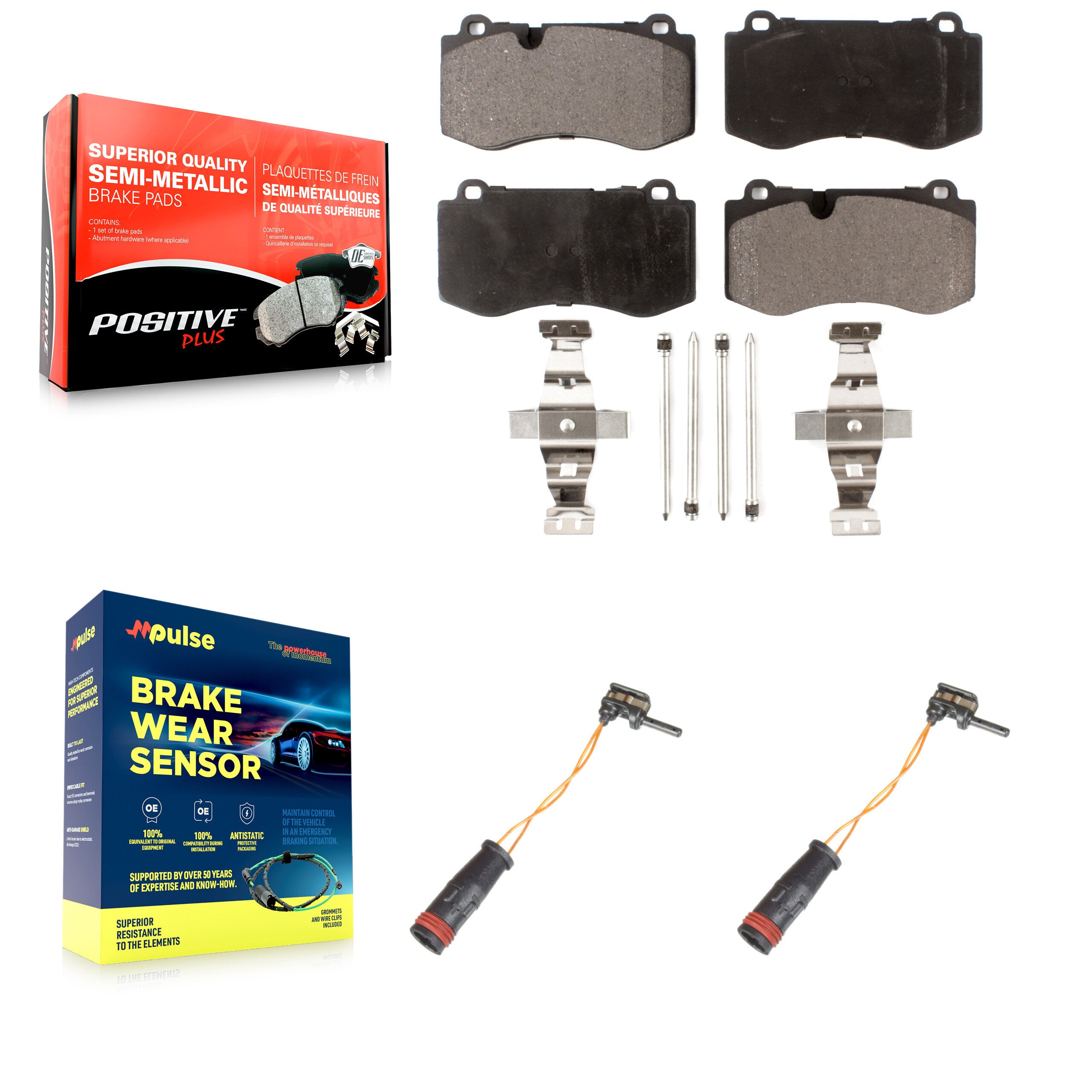 Front Semi-Metallic Disc Brake Pad And Wear Sensor Kit For Mercedes-Benz SL550 S350 CL550 KPW-100835