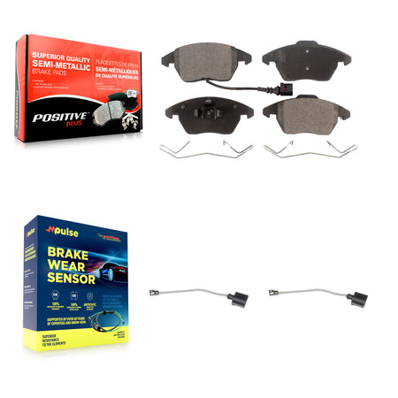Front Semi-Metallic Brake Pad & Extra Wear Sensor Kit For Audi A3 Quattro Volkswagen Golf KPW-100852
