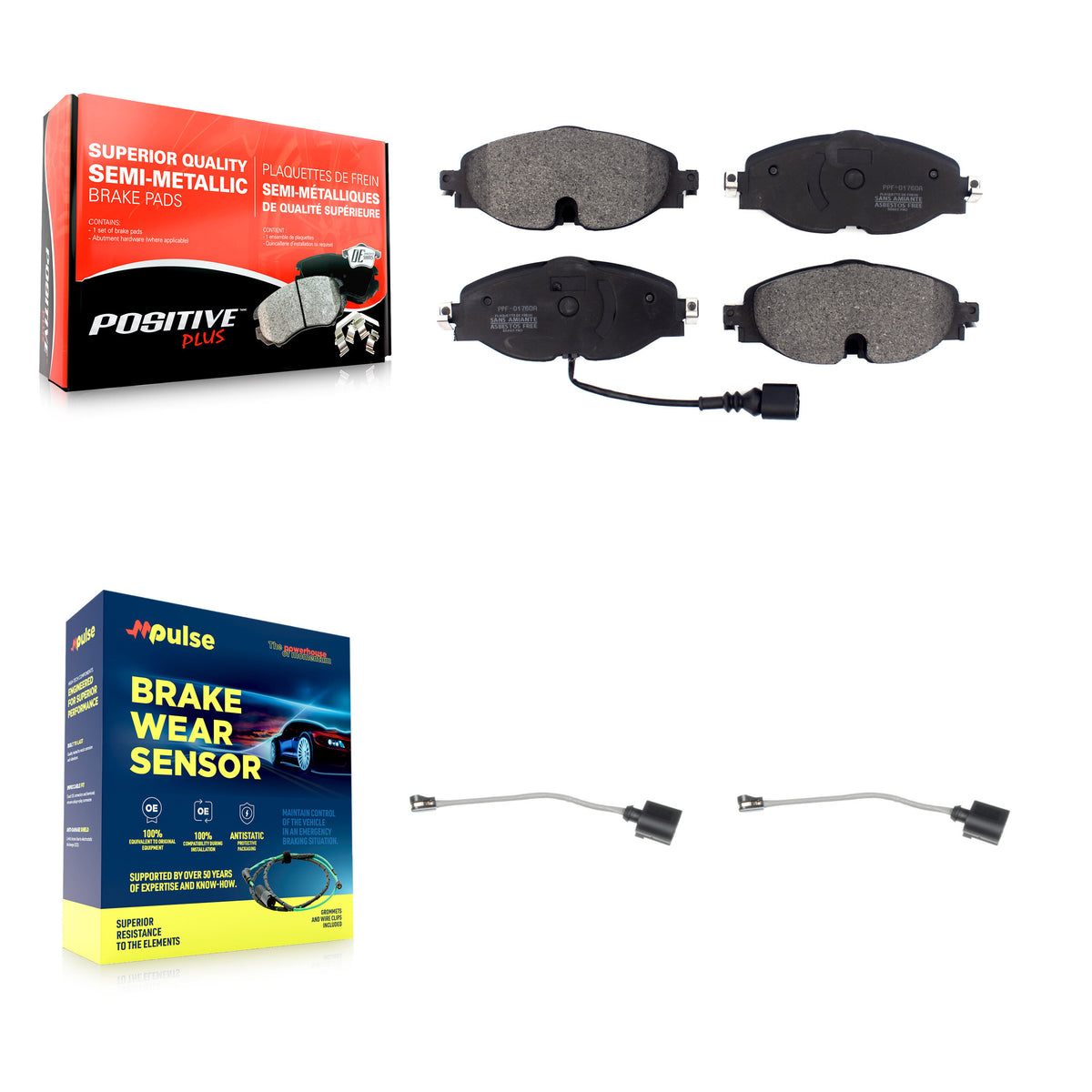 Front Semi-Metallic Brake Pads Extra Wear Sensor Kit For Volkswagen Jetta Golf SportWagen KPW-100853