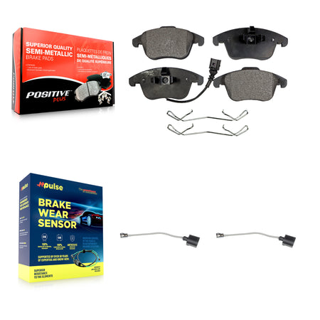 Front Semi-Metallic Disc Brake Pads & Extra Wear Sensor Kit For Volkswagen Tiguan Limited KPW-100856