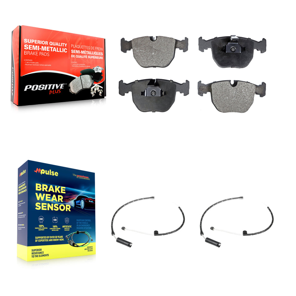 Front Semi-Metallic Disc Brake Pads And Wear Sensors Kit For BMW X5 KPW-100863
