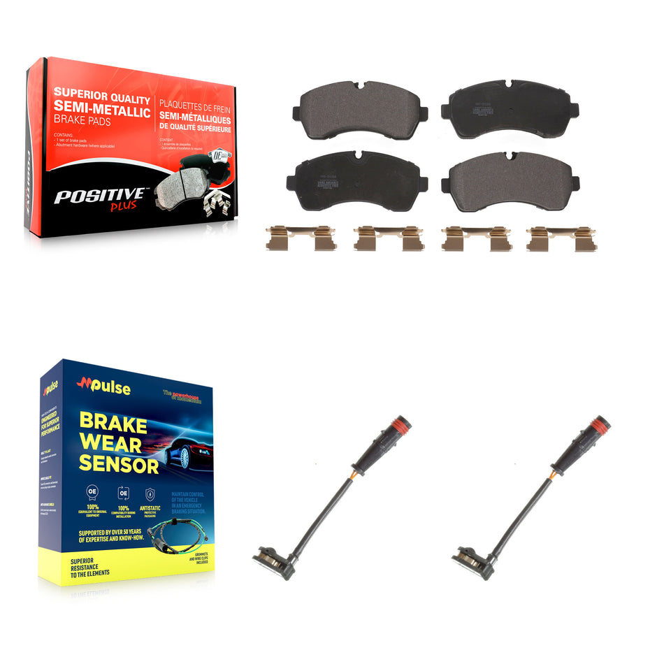 Front Semi-Metallic Brake Pad & Wear Sensor Kit For Mercedes-Benz Sprinter 2500 3500 4500 KPW-100868