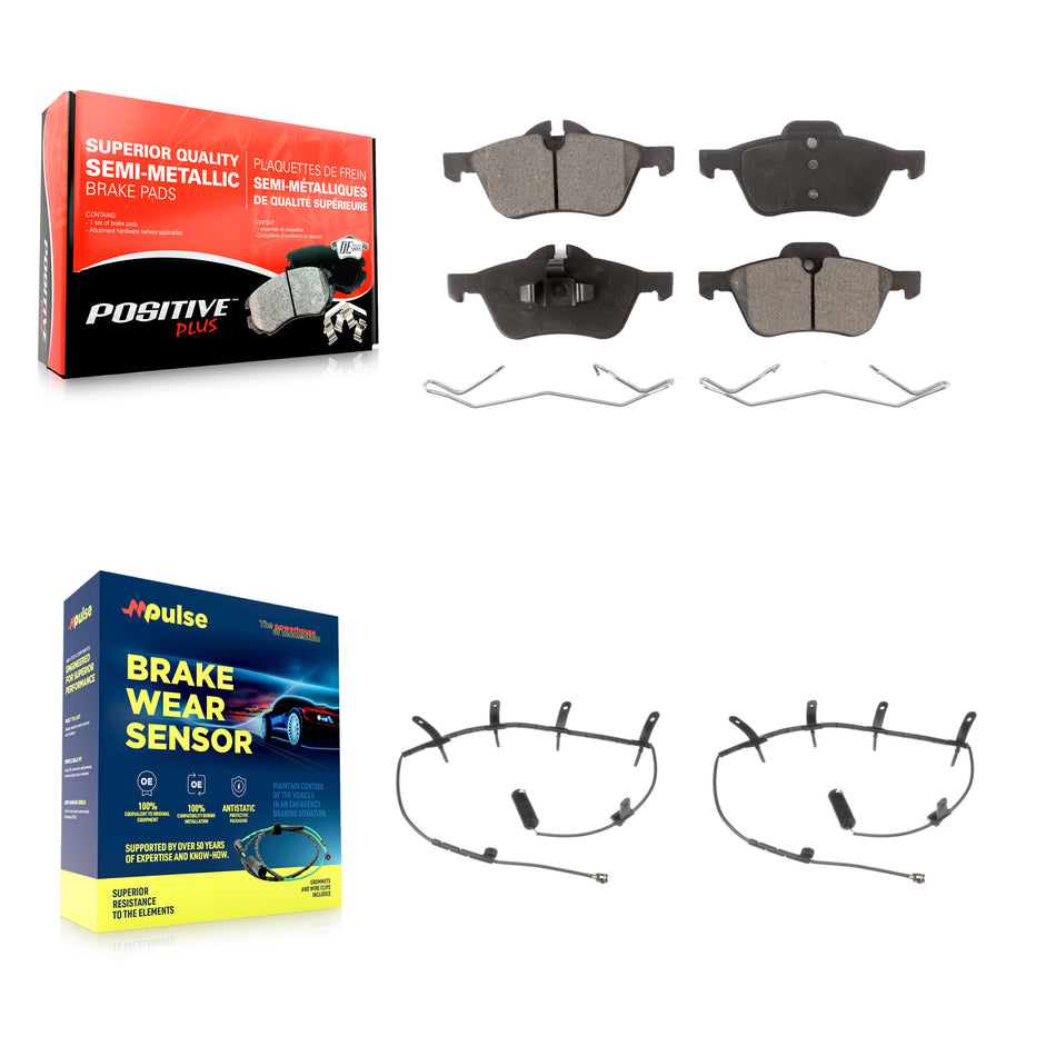 Front Semi-Metallic Disc Brake Pads And Wear Sensors Kit For Mini Cooper KPW-100873