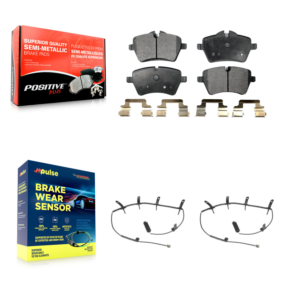 Front Semi-Metallic Disc Brake Pads And Wear Sensors Kit For Mini Cooper KPW-100874
