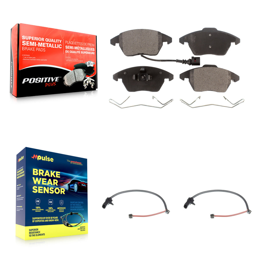Front Semi-Metallic Disc Brake Pads And Extra Wear Sensors Kit For 2011 Audi R8 KPW-100879