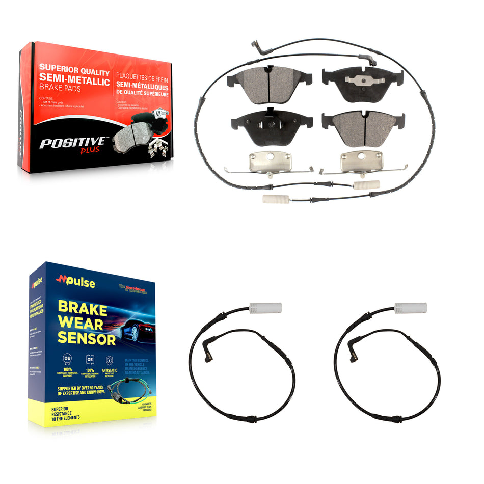 Front Semi-Metallic Disc Brake Pads And Extra Wear Sensors Kit For BMW 328i 323i KPW-100884