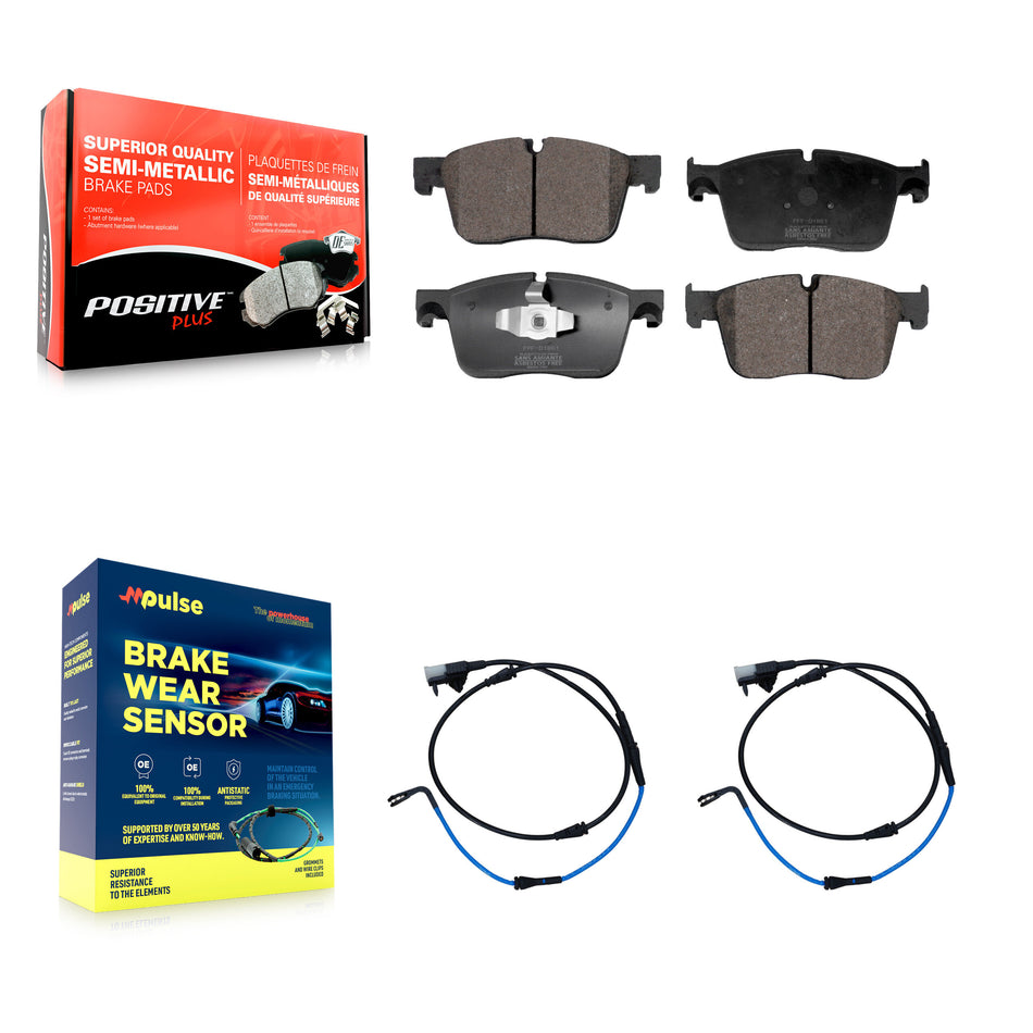 Front Semi-Metallic Disc Brake Pads And Wear Sensors Kit For Jaguar XF XE KPW-100889