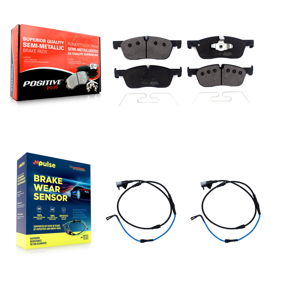 Front Semi-Metallic Disc Brake Pads And Wear Sensors Kit For Jaguar XE XF KPW-100890