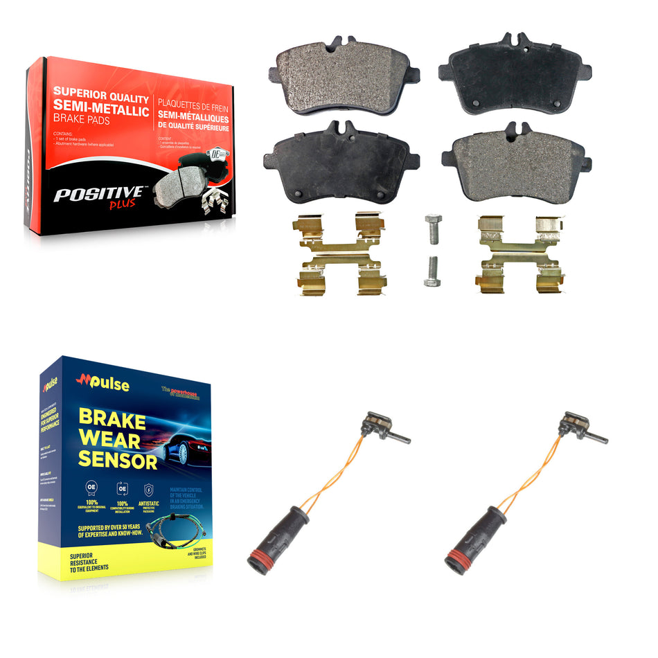 Front Semi-Metallic Disc Brake Pads Wear Sensor Kit For 2006-2011 Mercedes-Benz B200 2.0L KPW-100894