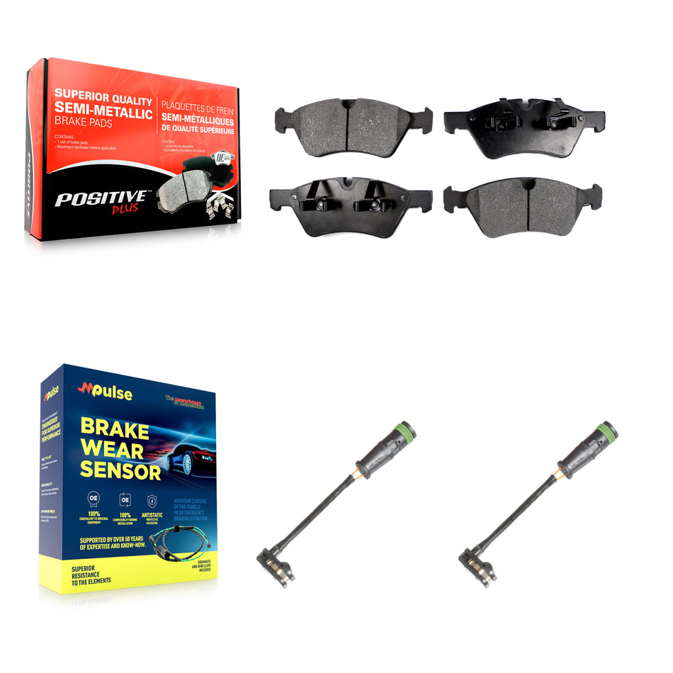 Front Semi-Metallic Brake Pad Wear Sensor Kit For Mercedes-Benz E550 4Matic with AWD 5.5L KPW-100900