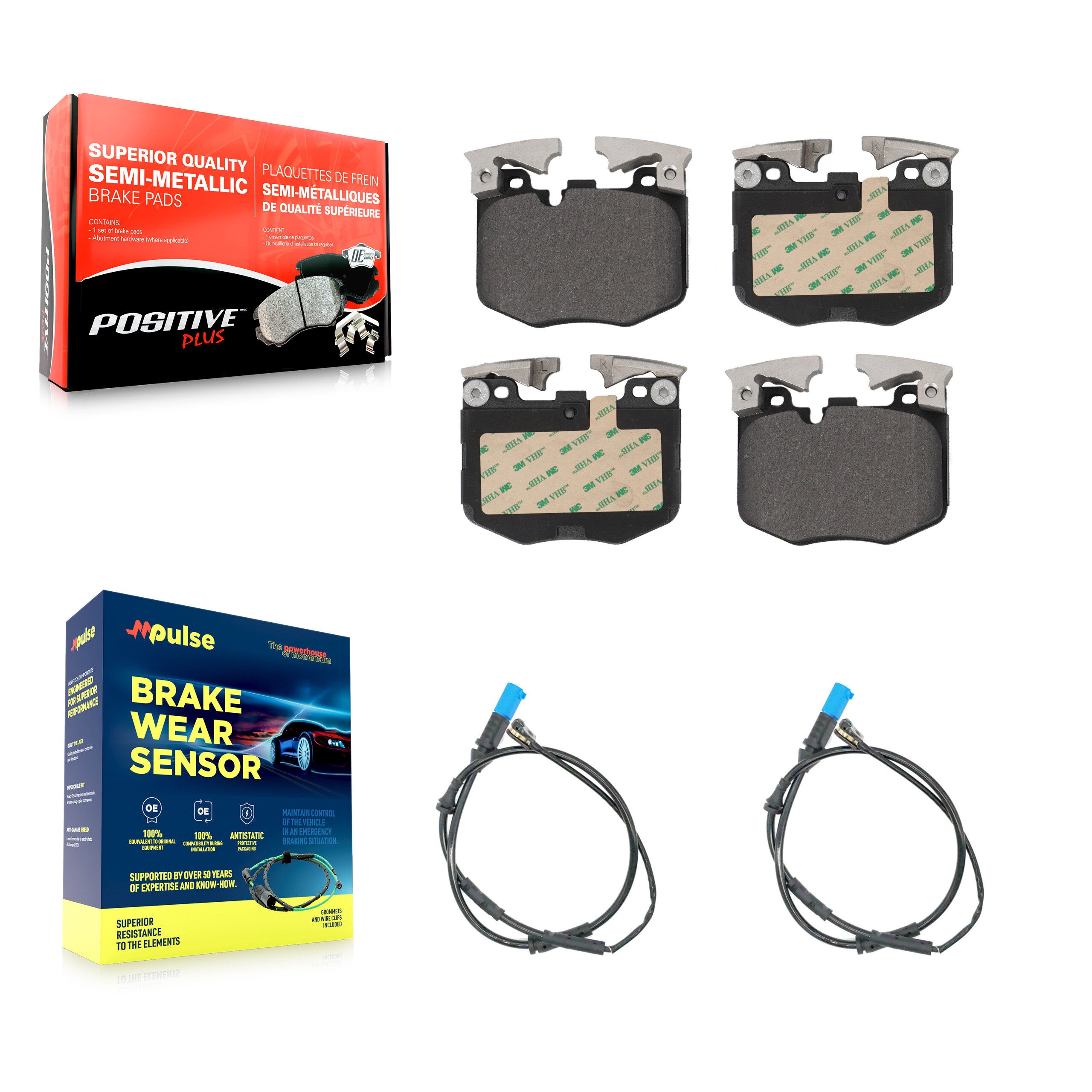 Front Semi-Metallic Disc Brake Pads And Wear Sensors Kit For BMW X3 X4 KPW-100905