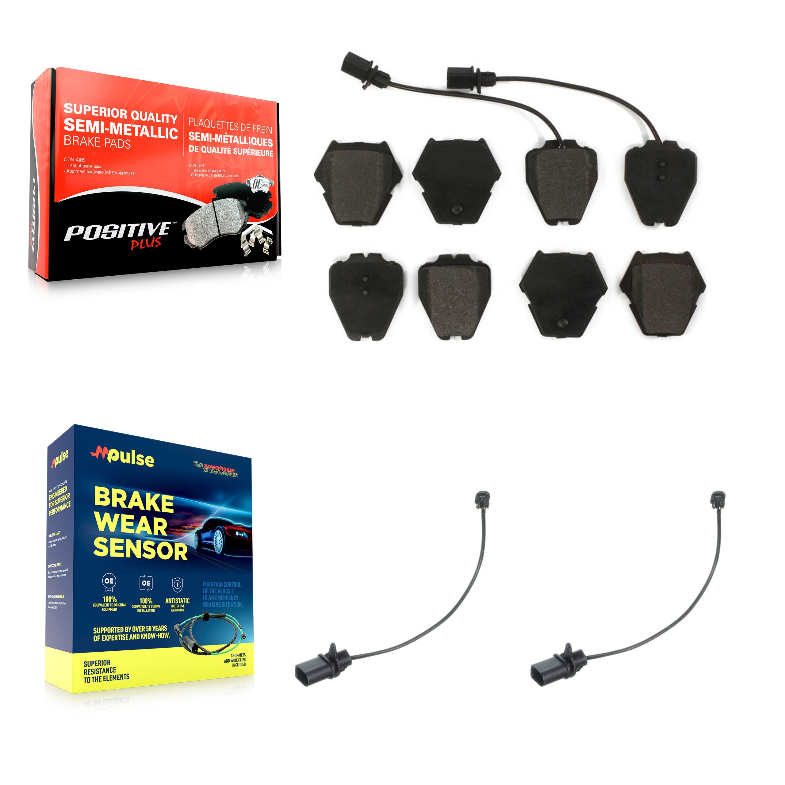 Front Semi-Metallic Disc Brake Pads And Extra Wear Sensors Kit For Volkswagen Passat KPW-100927