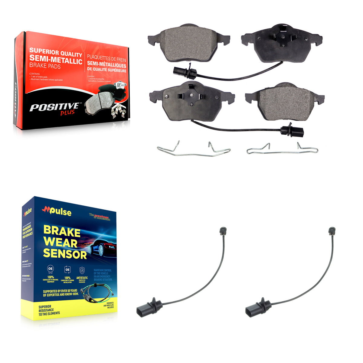 Front Semi-Metallic Disc Brake Pads And Extra Wear Sensors Kit For Volkswagen Passat KPW-100928