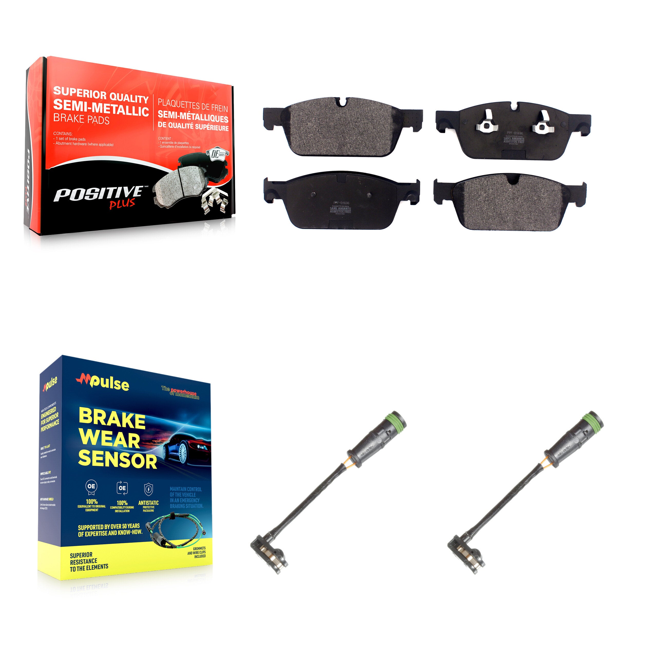 Front Semi-Metallic Brake Pad Wear Sensor Kit For Mercedes-Benz GL350 GL550 GL450 GLS350d KPW-100932