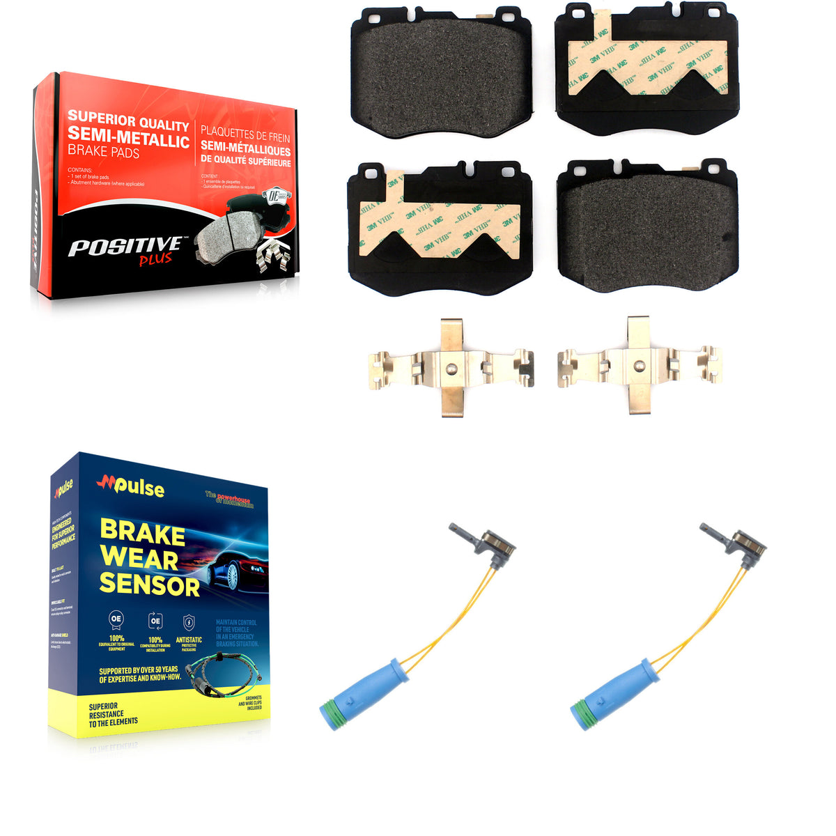 Front Semi-Metallic Brake Pad And Wear Sensor Kit For Mercedes-Benz C300 GLC300 E300 C400 KPW-100936