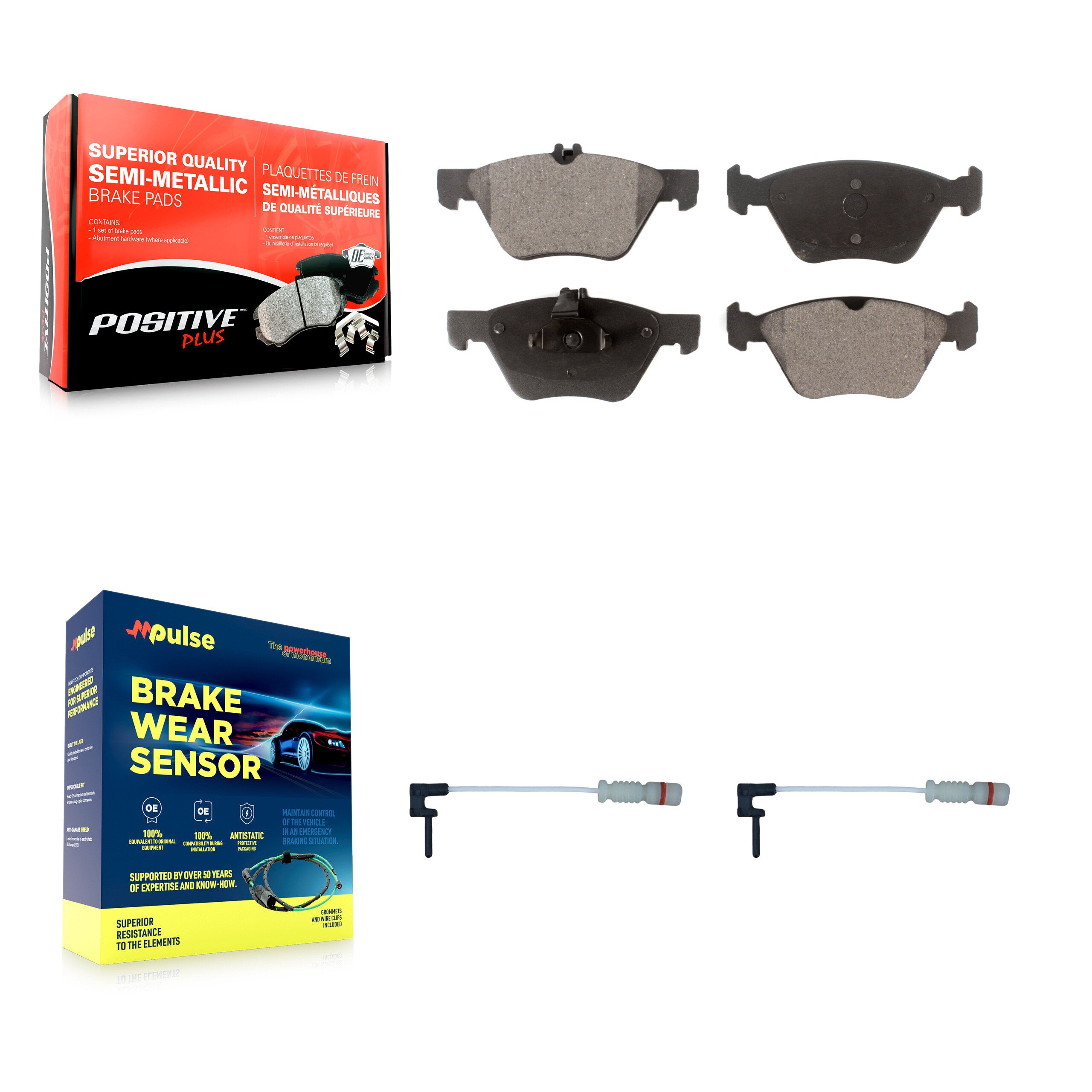Front Semi-Metallic Disc Brake Pads And Wear Sensors Kit For Chrysler Crossfire KPW-100950