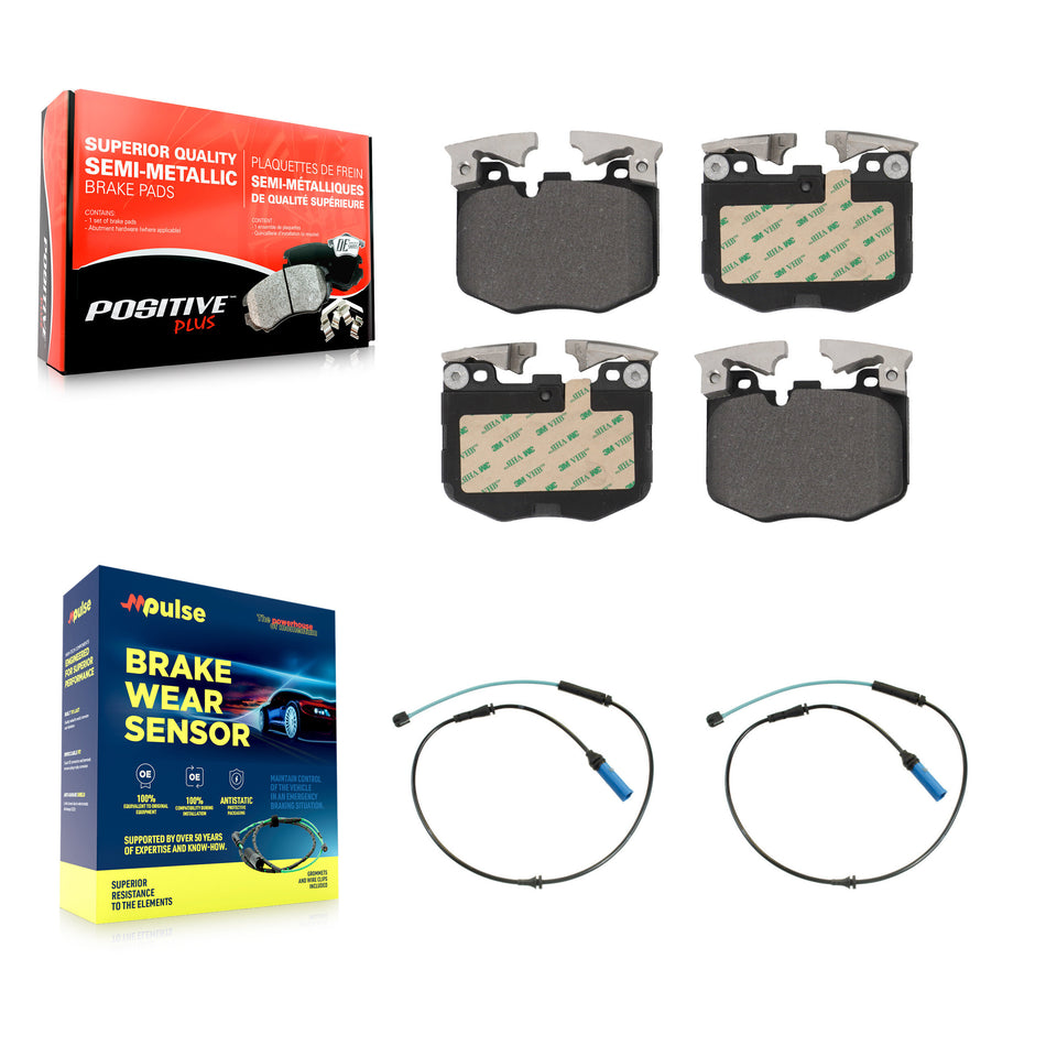 Front Semi-Metallic Brake Pad And Wear Sensor Kit For BMW 530i xDrive 540i 530e 640i Gran KPW-100958