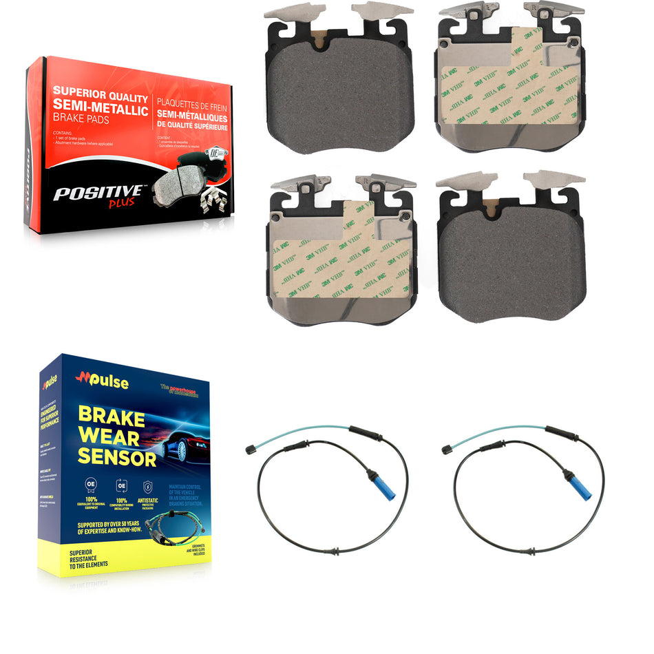Front Semi-Metallic Brake Pad & Wear Sensor Kit For BMW 540i xDrive 750i M550i M850i Gran KPW-100959