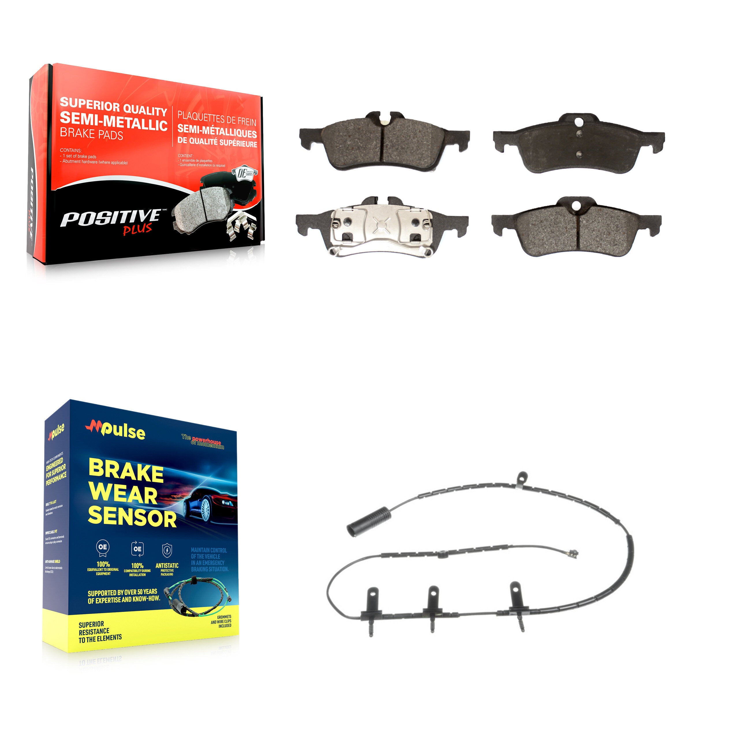 Rear Semi-Metallic Disc Brake Pads And Wear Sensors Kit For Mini Cooper KPW-100969