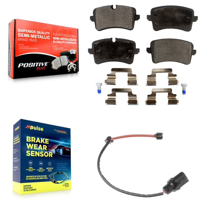 Rear Semi-Metallic Disc Brake Pads And Wear Sensors Kit For Porsche Macan Audi A6 KPW-100971