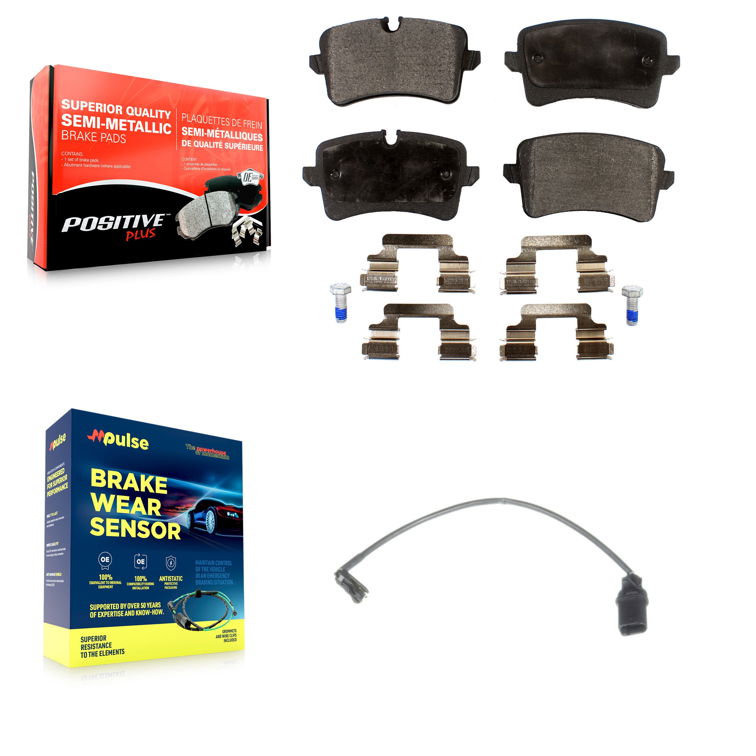 Rear Semi-Metallic Brake Pads Wear Sensor Kit For Audi Porsche Macan A6 Quattro A7 RS5 S6 KPW-100972