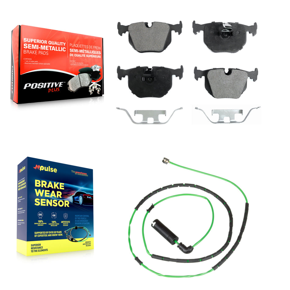 Rear Semi-Metallic Disc Brake Pad Wear Sensor Kit For BMW Z4 M Roadster Coupe with 3.2L KPW-100978