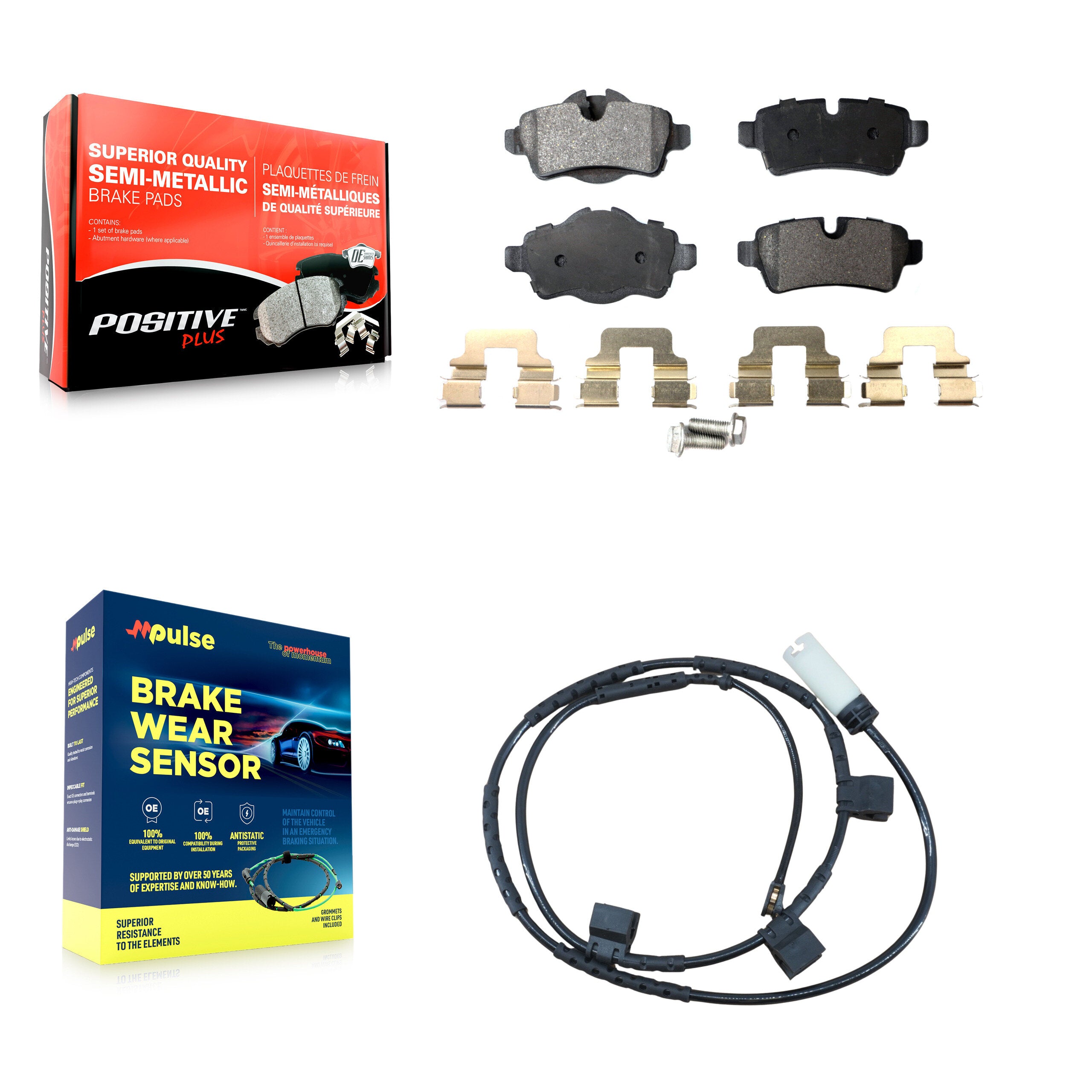 Rear Semi-Metallic Disc Brake Pads And Wear Sensors Kit For Mini Cooper 1.6L KPW-100979