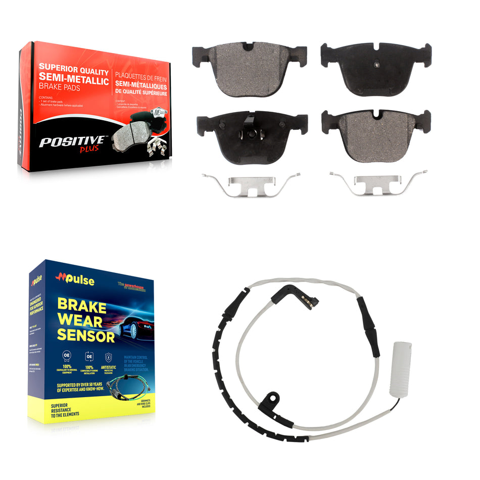 Rear Semi-Metallic Brake Pad & Wear Sensor Kit For BMW 750i 750Li 745i 745Li 760Li Alpina KPW-100986