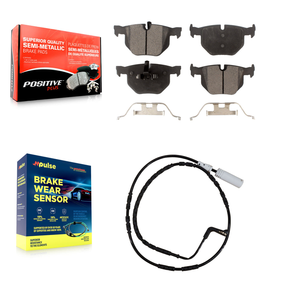 Rear Semi-Metallic Brake Pads & Wear Sensor Kit For BMW 335i xDrive 335xi 330i 330xi 335d KPW-100997