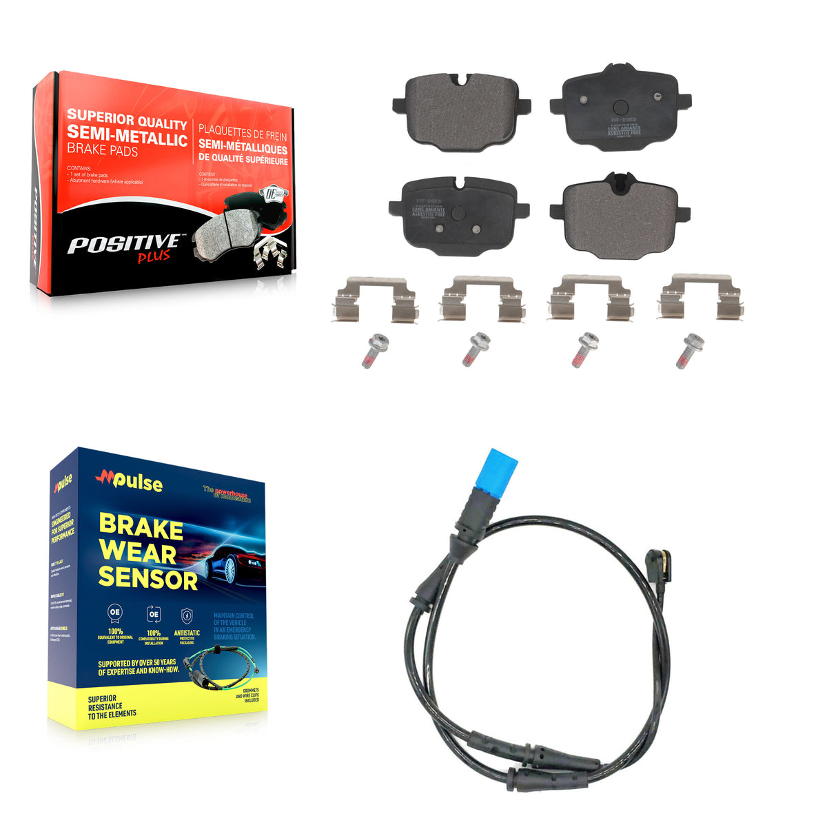 Rear Semi-Metallic Disc Brake Pads And Wear Sensors Kit For BMW X3 KPW-101002