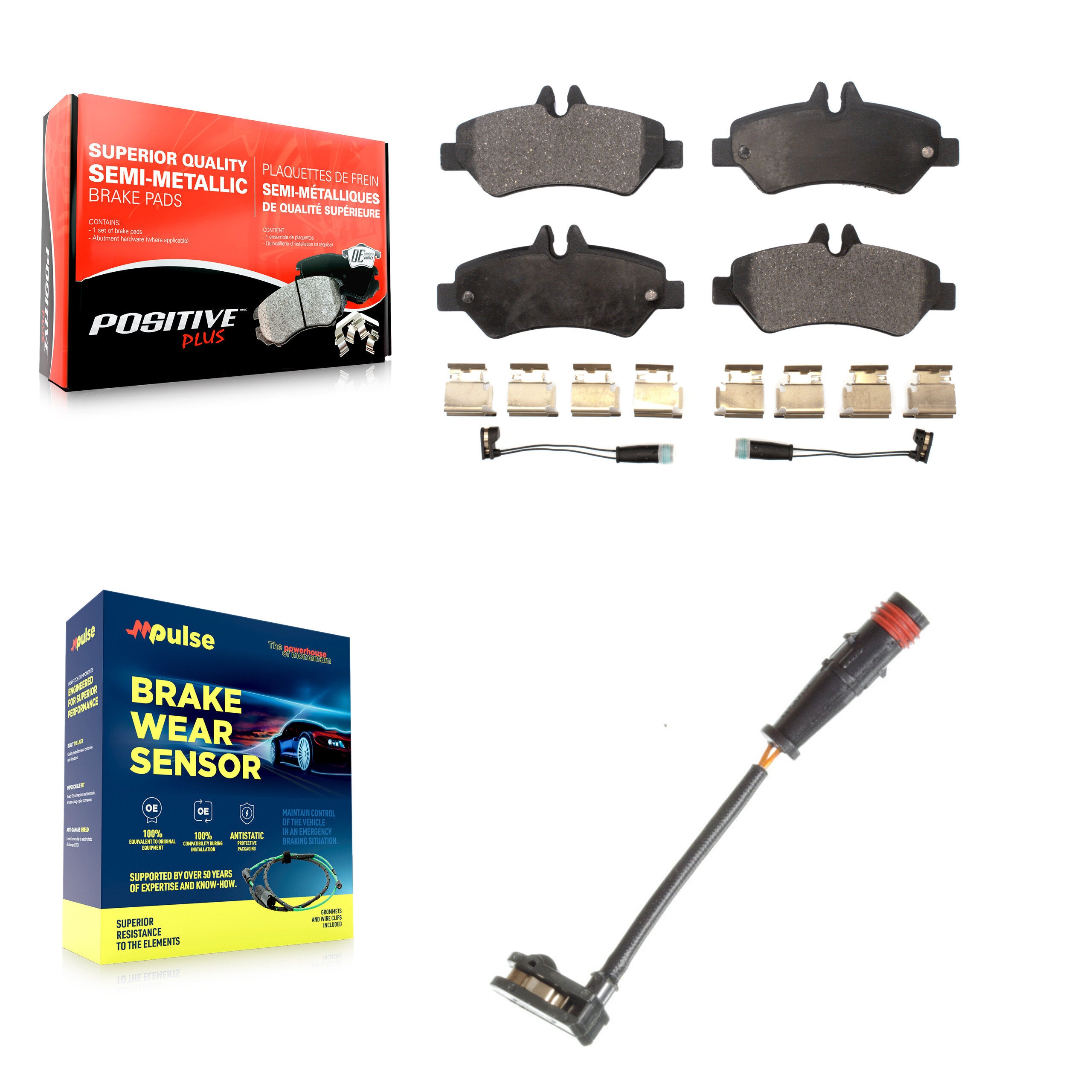 Rear Semi-Metallic Brake Pad & Extra Wear Sensor Kit For Mercedes-Benz Sprinter 2500 3500 KPW-101013