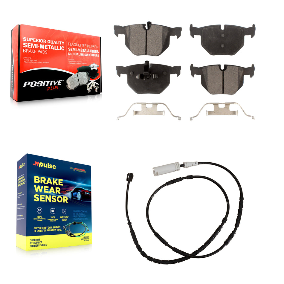 Rear Semi-Metallic Brake Pad And Wear Sensor Kit For 2013-2015 BMW X1 xDrive35i with 3.0L KPW-101015