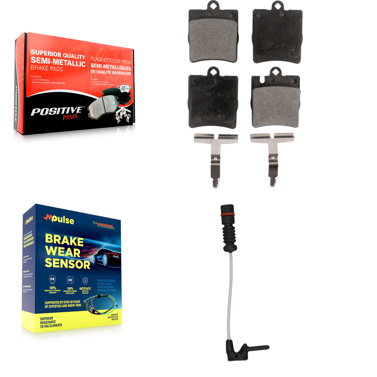 Rear Semi-Metallic Disc Brake Pads And Wear Sensor Kit For Mercedes-Benz E320 CLK320 E430 KPW-101021