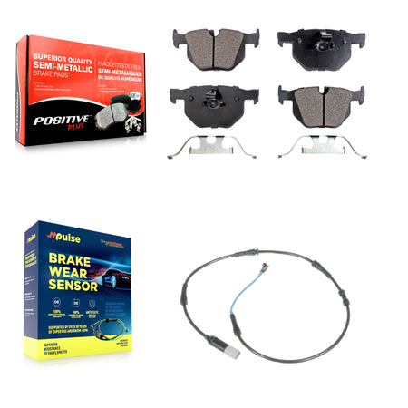 Rear Semi-Metallic Disc Brake Pads And Wear Sensors Kit For 2010 BMW 528i 3.0L KPW-101033