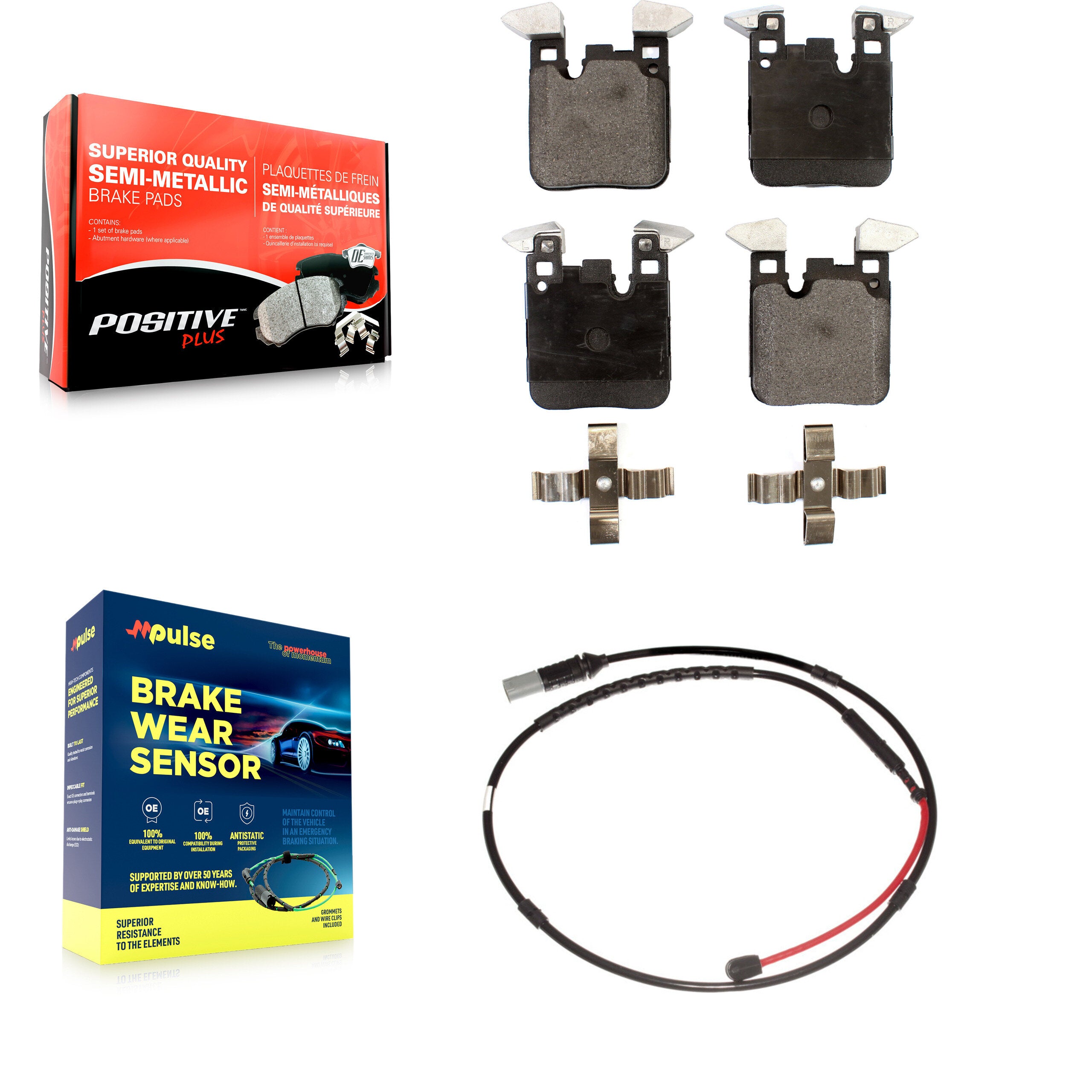 Rear Semi-Metallic Disc Brake Pads And Wear Sensors Kit For BMW M3 M2 KPW-101034