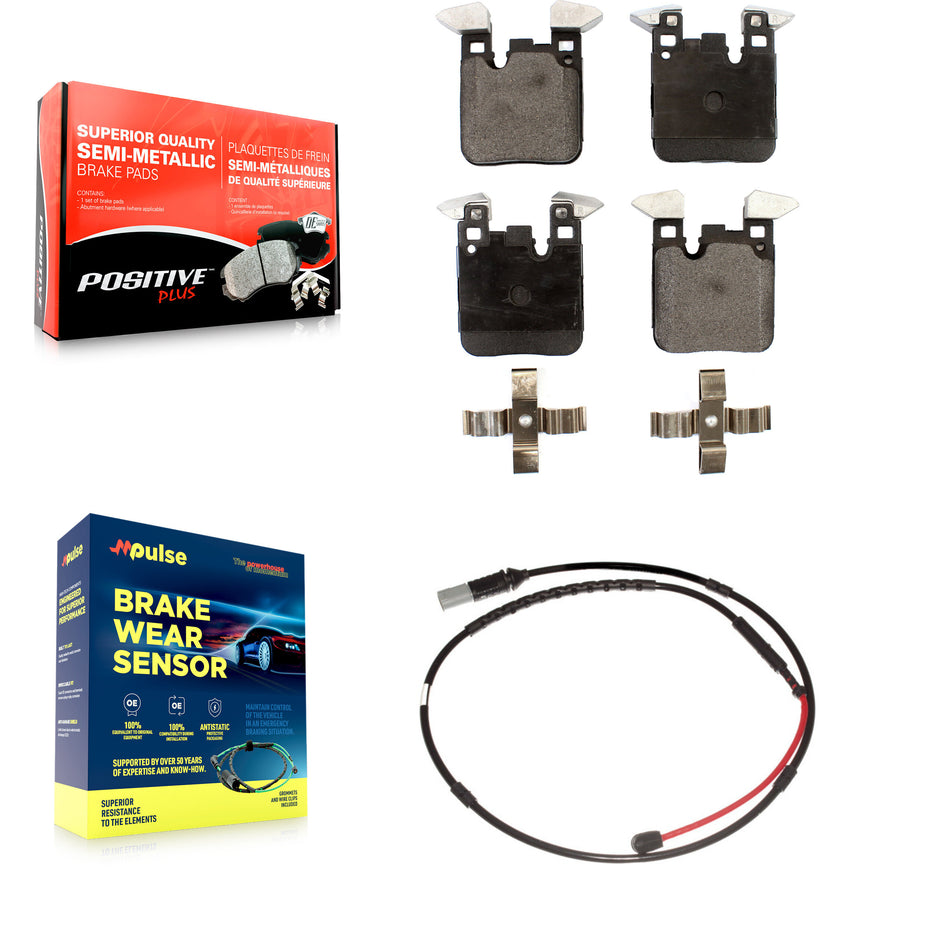 Rear Semi-Metallic Disc Brake Pads And Wear Sensors Kit For BMW M3 M2 KPW-101034