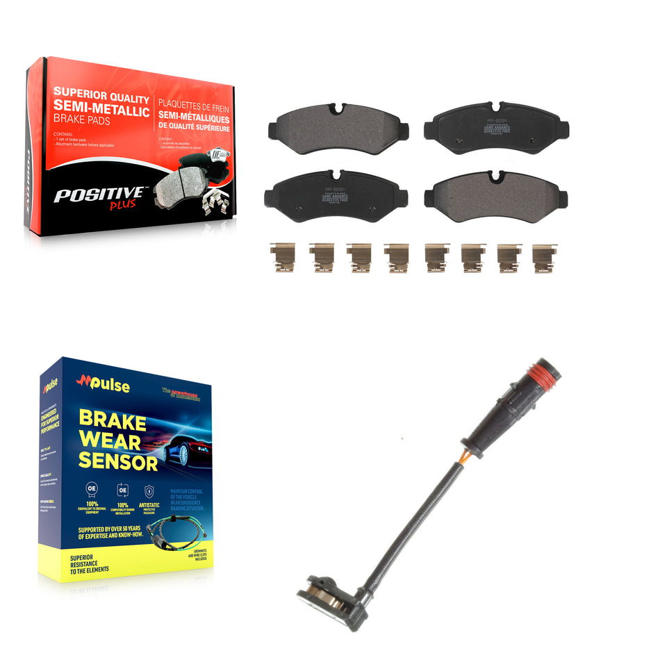 Rear Semi-Metallic Disc Brake Pads & Wear Sensor Kit For Mercedes-Benz Sprinter 2500 1500 KPW-101038