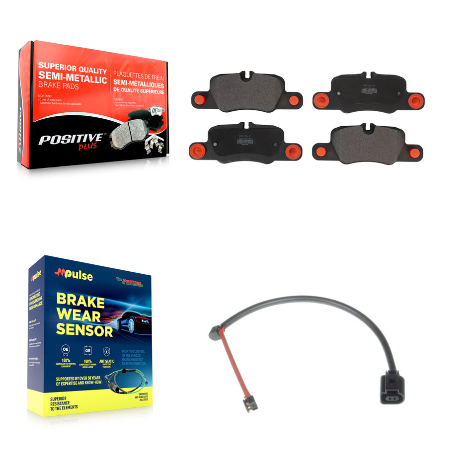 Rear Semi-Metallic Brake Pads Wear Sensor Kit For 19 Porsche 911 3.0L With Cast Iron Disc KPW-101046